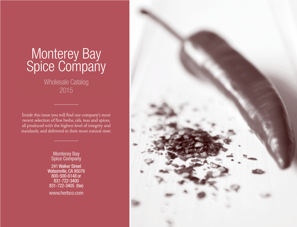 Monterey Bay Spice Company Wholesale Catalog 2015
