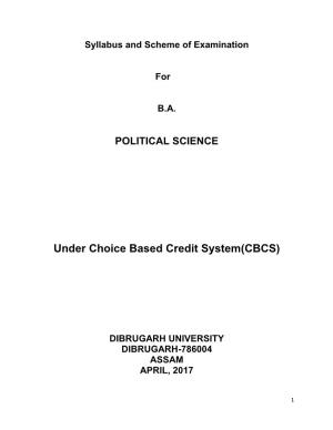 Under Choice Based Credit System(CBCS)