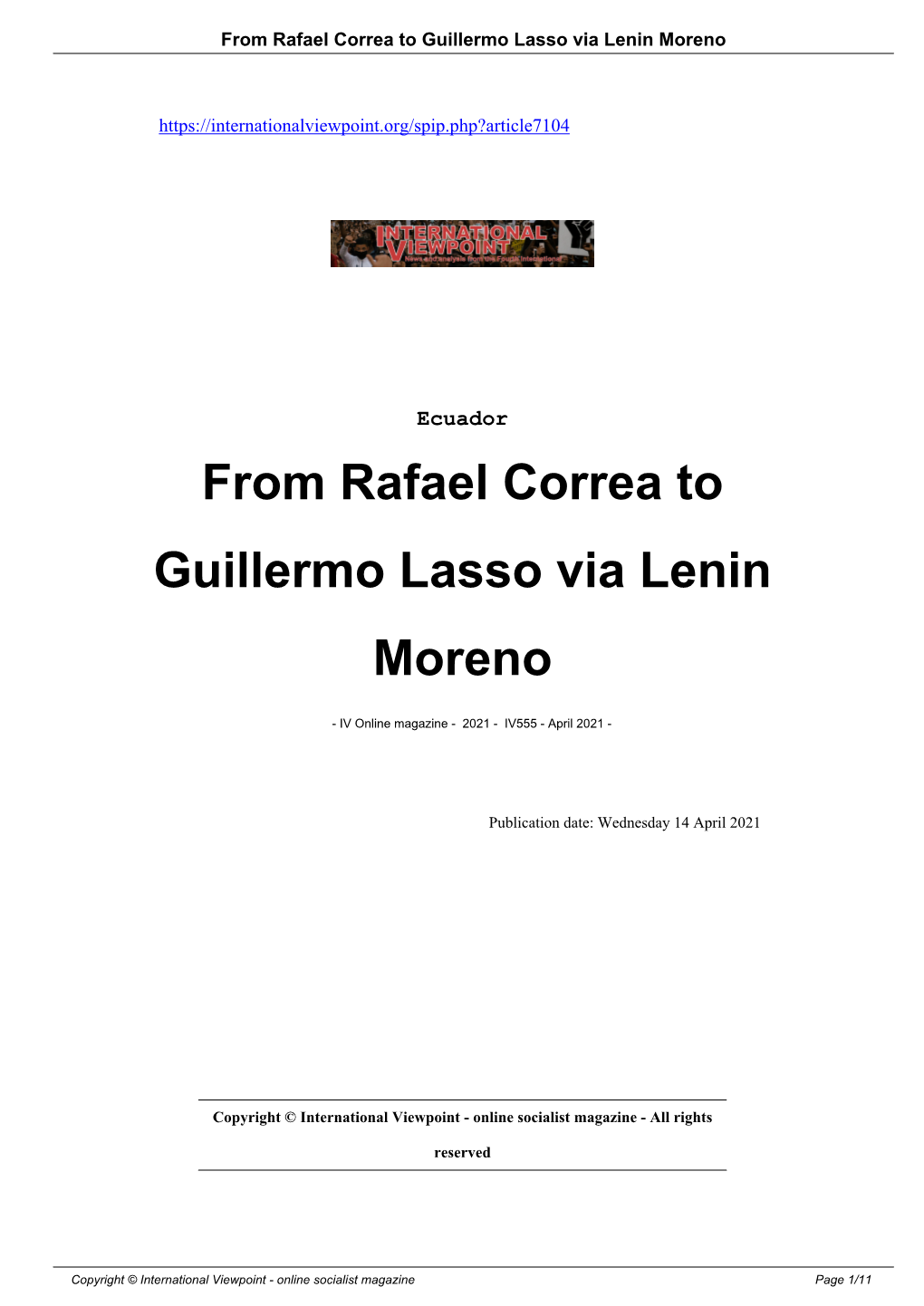 From-Rafael-Correa-To-Guillermo-Lasso-Via-Lenin-Moreno A7104.Pdf
