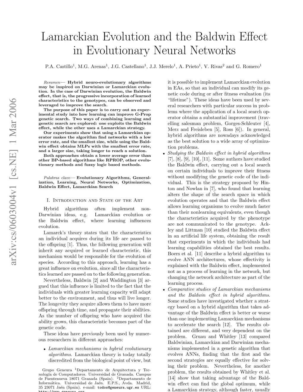 Lamarckian Evolution and the Baldwin Effect in Evolutionary Neural