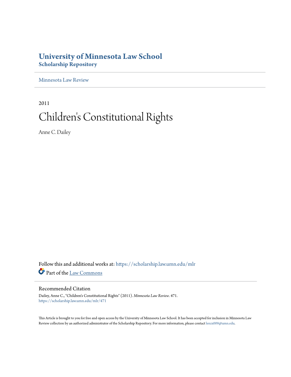 Children's Constitutional Rights Anne C