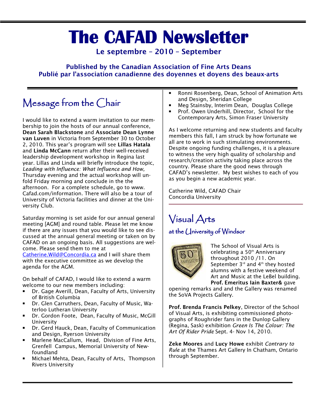 The CAFAD Newsletter Le Septembre – 2010 – September