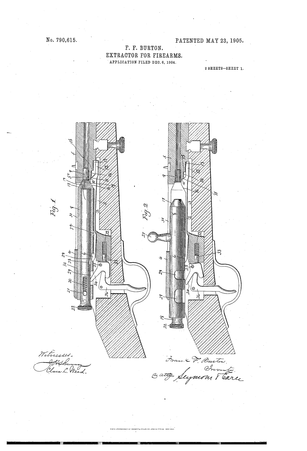 Extractor for Firearms, Application Filed Deo, 6, 1904, 2 Sheets-Sheet 1