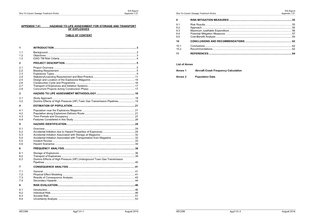 EIA Report Sha Tin Cavern Sewage Treatment Works Appendix 7.01 Sha Tin Cavern Sewage Treatment Works Appendix 7.01