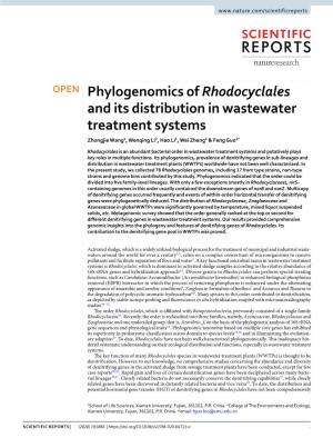 Phylogenomics of Rhodocyclales and Its Distribution in Wastewater Treatment Systems Zhongjie Wang1, Wenqing Li2, Hao Li1, Wei Zheng1 & Feng Guo1*