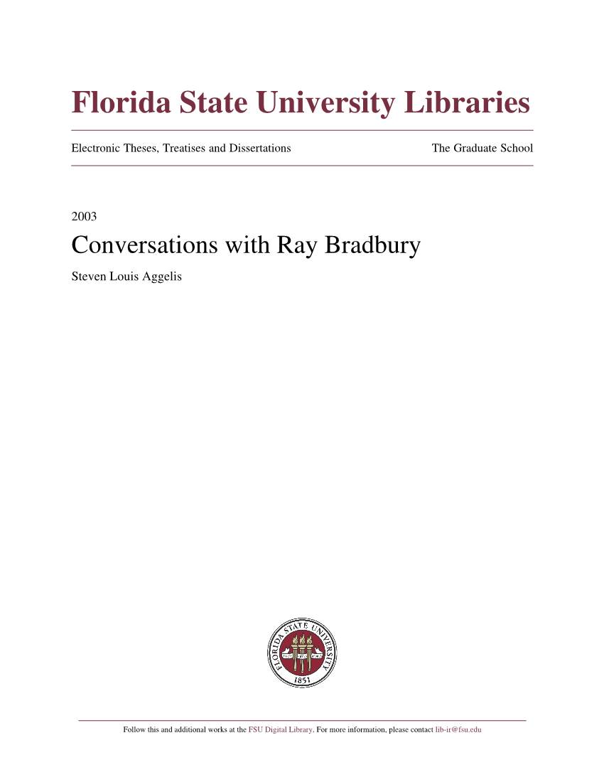 Conversations with Ray Bradbury Steven Louis Aggelis