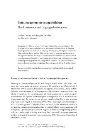 Pointing Gesture in Young Children Hand Preference and Language Development