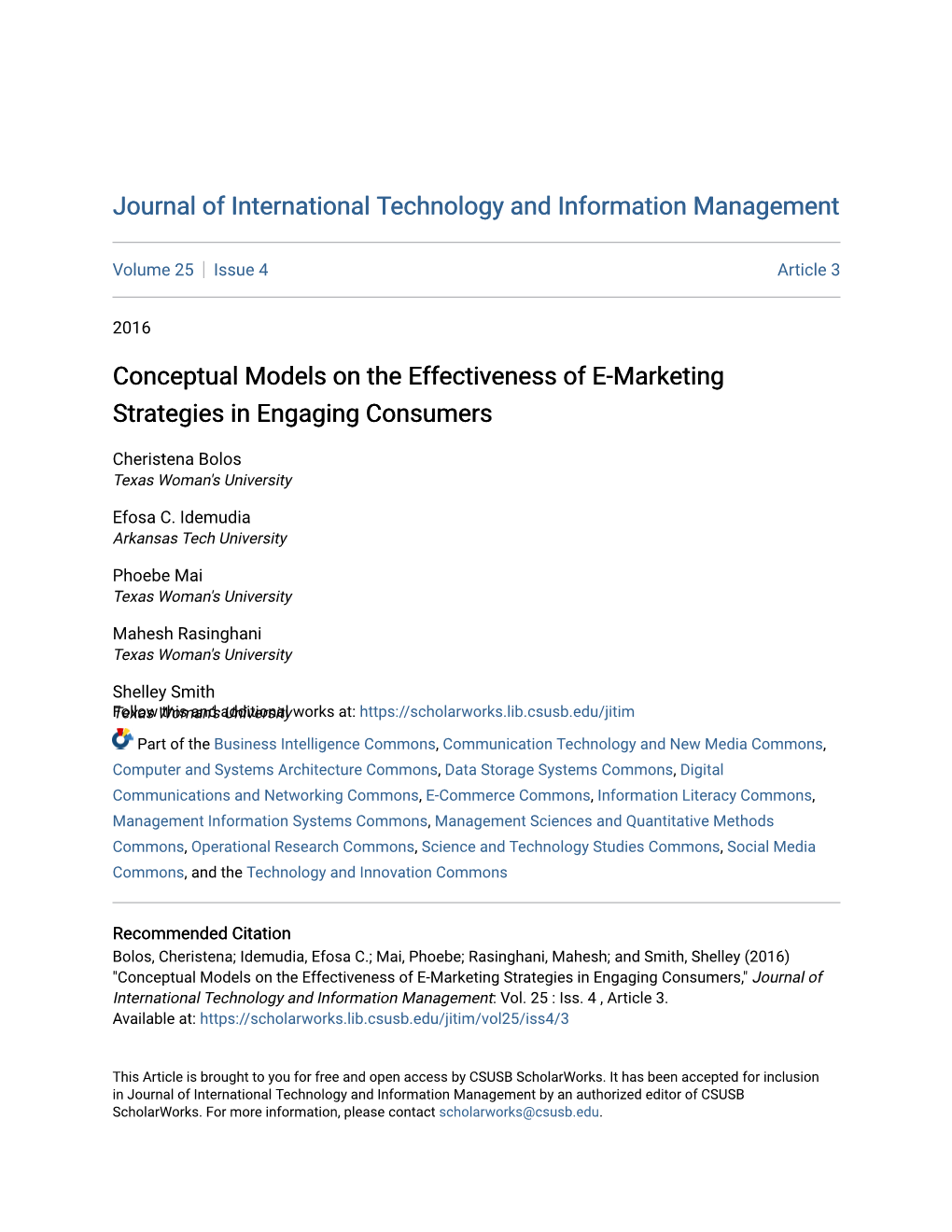 Conceptual Models on the Effectiveness of E-Marketing Strategies in Engaging Consumers