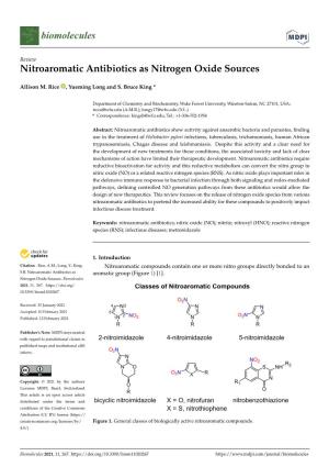Nitroaromatic Antibiotics As Nitrogen Oxide Sources