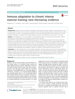 Immune Adaptation to Chronic Intense Exercise Training: New Microarray Evidence Dongmei Liu1†, Ru Wang1†, Ana R