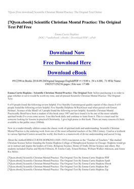 7Qyen [Free Download] Scientific Christian Mental Practice: the Original Text Online