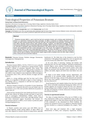 Toxicological Properties of Potassium Bromate