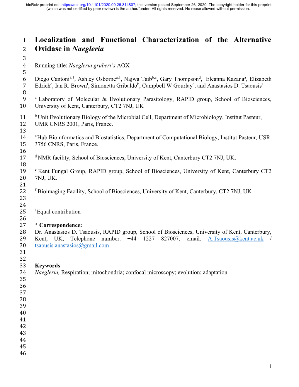 Localization and Functional Characterization of the Alternative