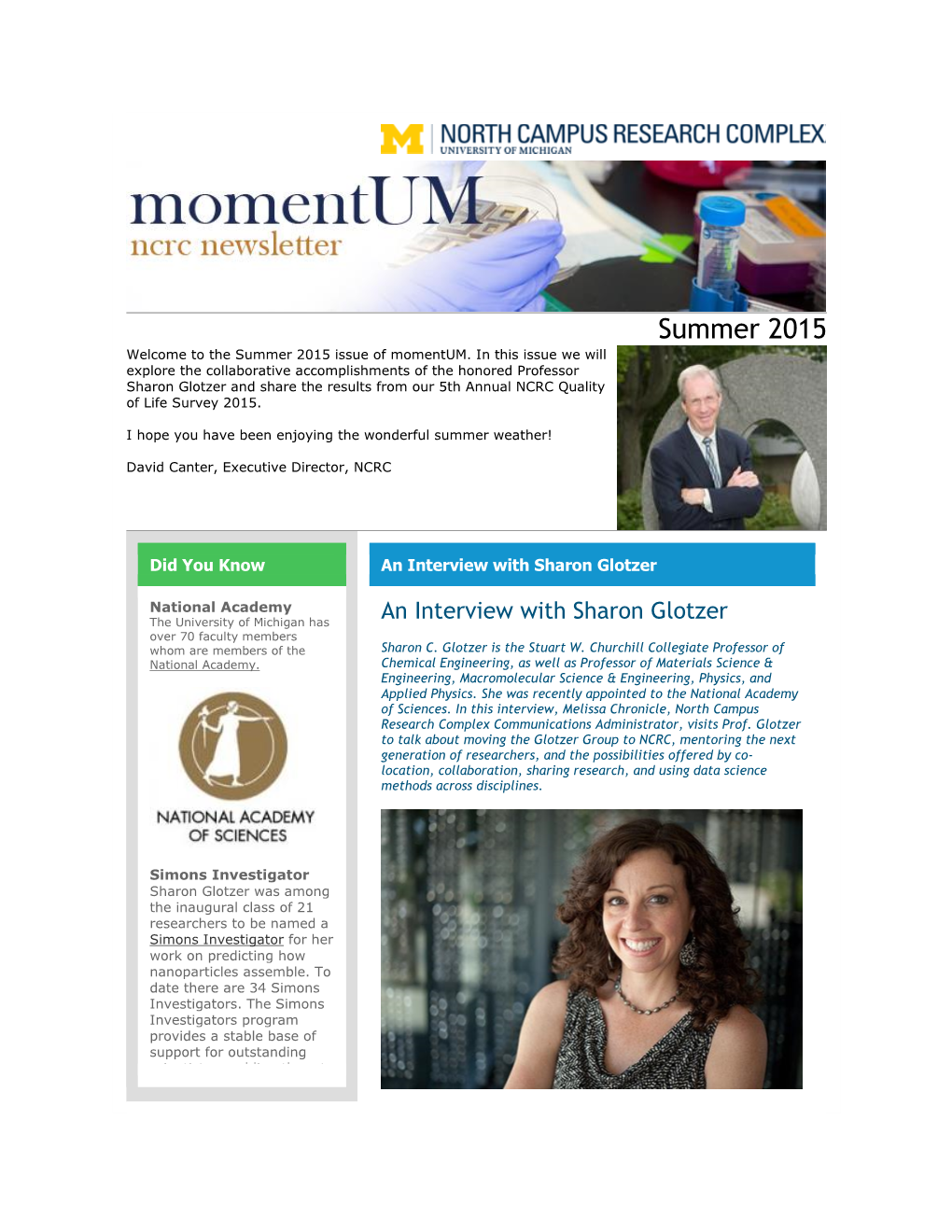 Summer 2015 Welcome to the Summer 2015 Issue of Momentum