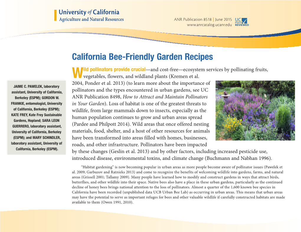 California Bee-Friendly Garden Recipes