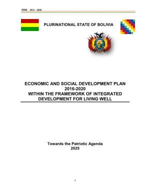 Economic and Social Development Plan 2016-2020 Within the Framework of Integrated Development for Living Well