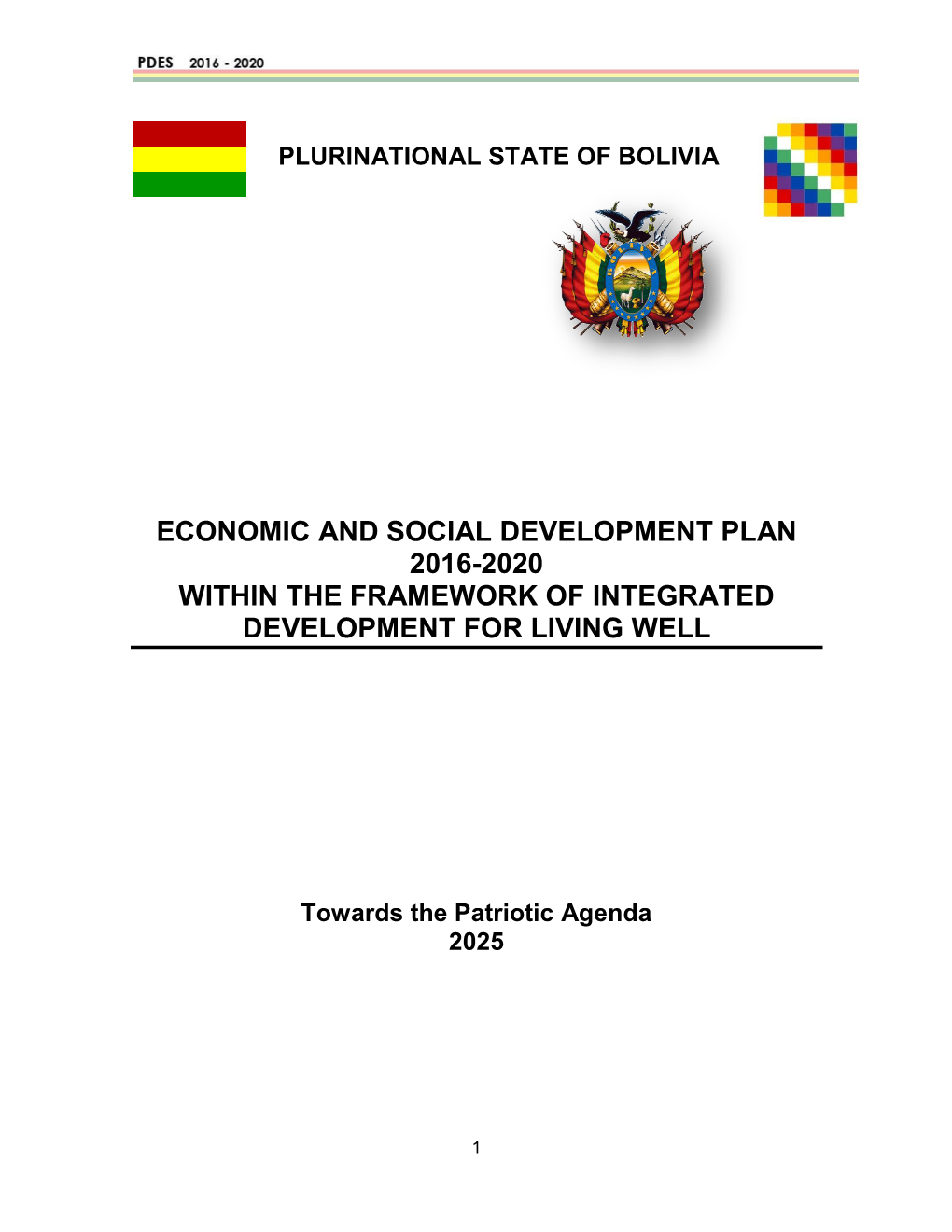 Economic and Social Development Plan 2016-2020 Within the Framework of Integrated Development for Living Well