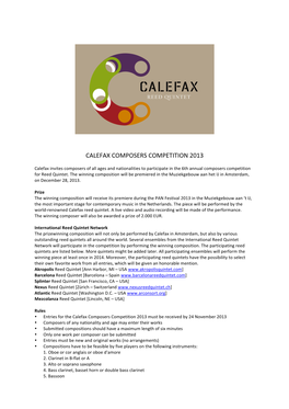 Calefax Composers Competition 2013