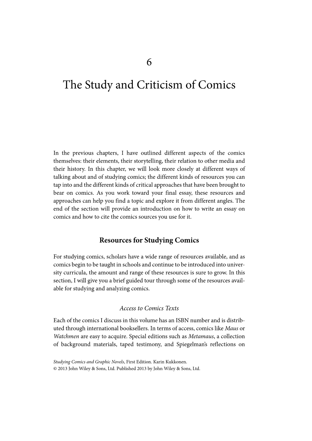 The Study and Criticism of Comics