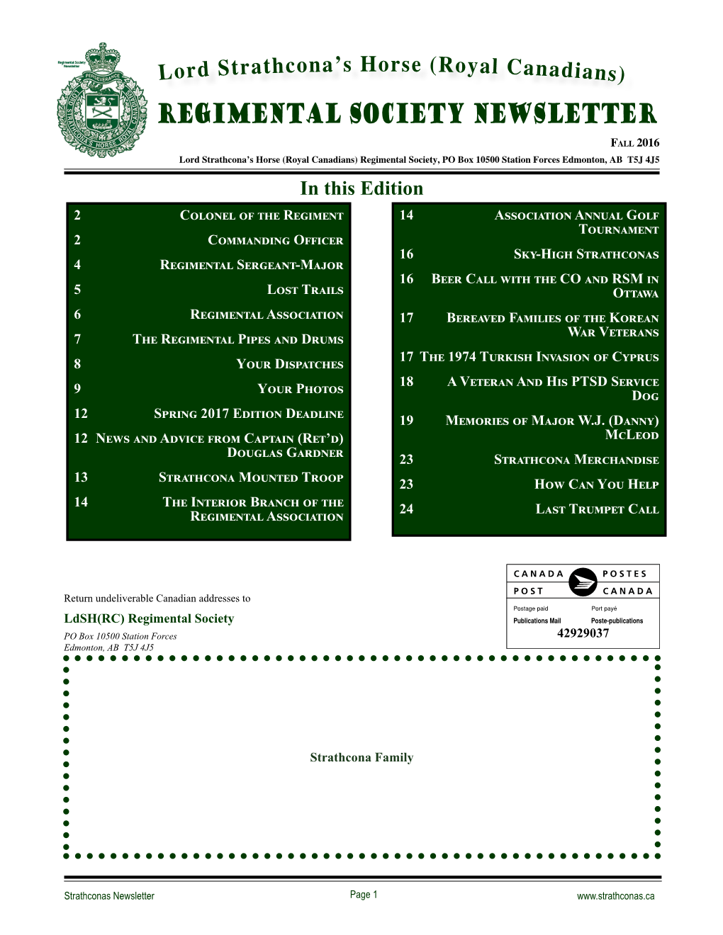 Regimental Society Newsletter