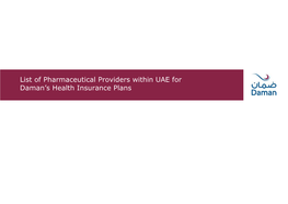 List of Pharmaceutical Providers Within UAE for Daman's Health Insurance Plans