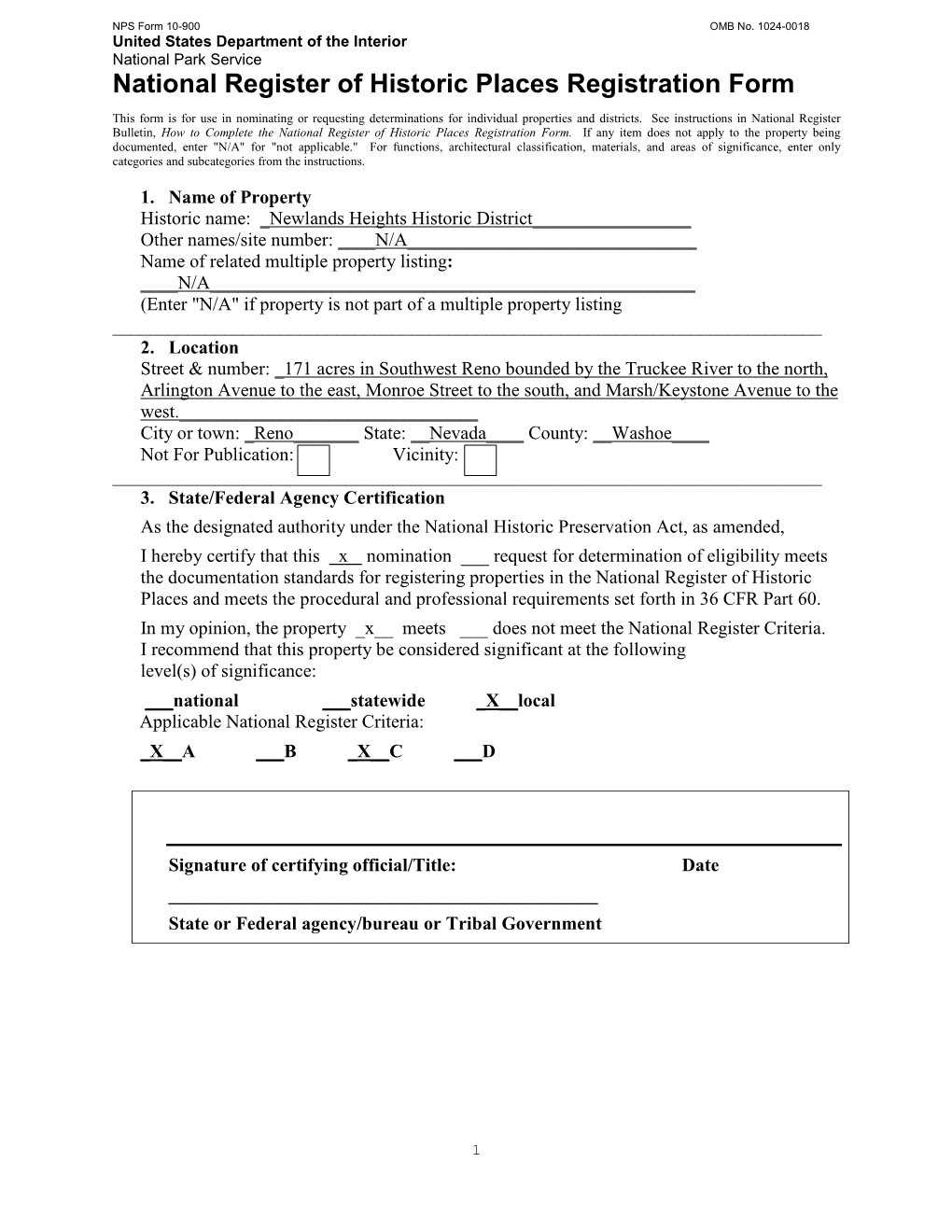 National Register of Historic Places Registration Form