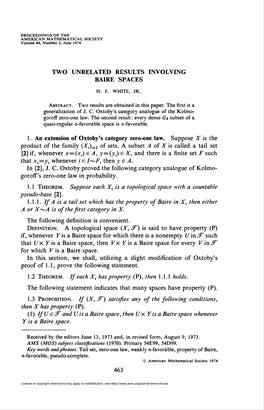 Two Unrelated Results Involving Baire Spaces