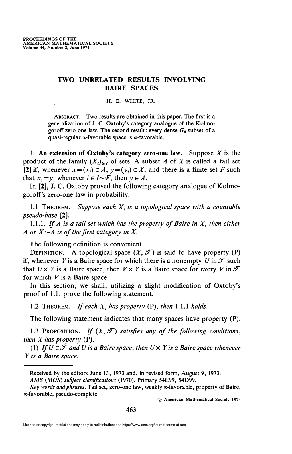 Two Unrelated Results Involving Baire Spaces
