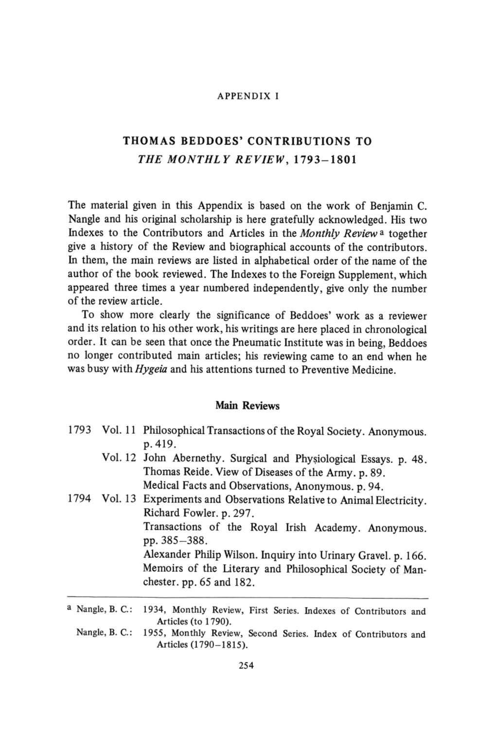 Thomas Bed Does' Contributions to the Monthly Review, 1793-1801