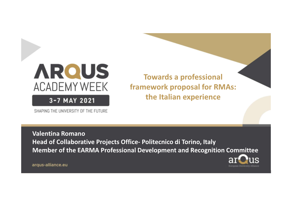 Towards a Professional Framework Proposal for Rmas: the Italian Experience
