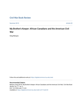 African Canadians and the American Civil War