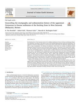Unravelling the Stratigraphy and Sedimentation History of the Uppermost T Cretaceous to Eocene Sediments of the Kuching Zone in West Sarawak (Malaysia), Borneo ⁎ H