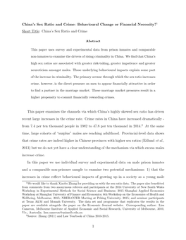 1 Short Title: China's Sex Ratio and Crime This Paper