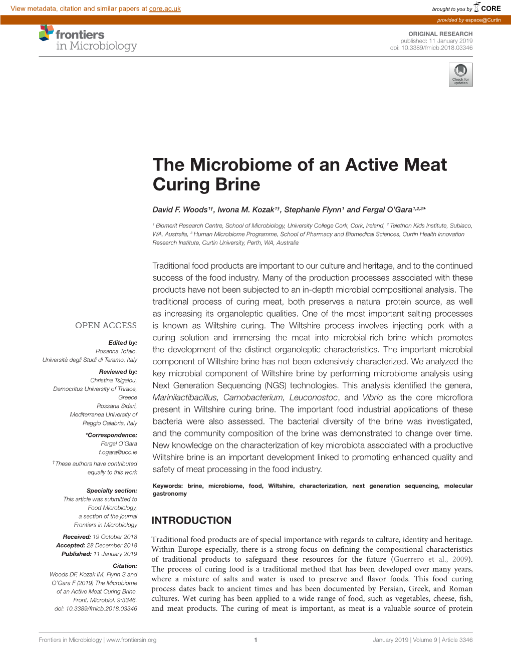 The Microbiome of an Active Meat Curing Brine
