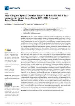 Modelling the Spatial Distribution of ASF-Positive Wild Boar Carcasses in South Korea Using 2019–2020 National Surveillance Data