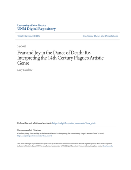 Fear and Joy in the Dance of Death: Re- Interpreting the 14Th Century Plague's Artistic Genre Mary Cianflone