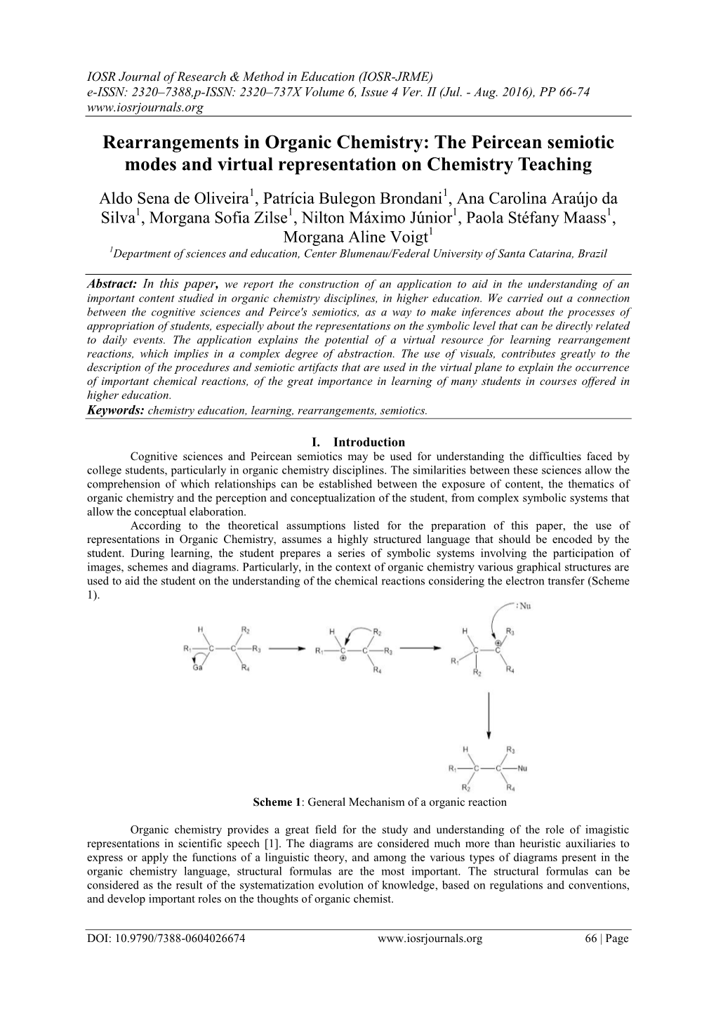 Rearrangements in Organic Chemistry: the Peircean Semiotic Modes and Virtual Representation on Chemistry Teaching