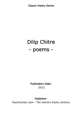 Dilip Chitre - Poems