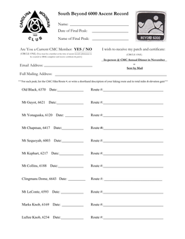 South Beyond 6000 Ascent Record