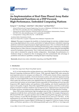 An Implementation of Real-Time Phased Array Radar Fundamental Functions on a DSP-Focused, High-Performance, Embedded Computing Platform
