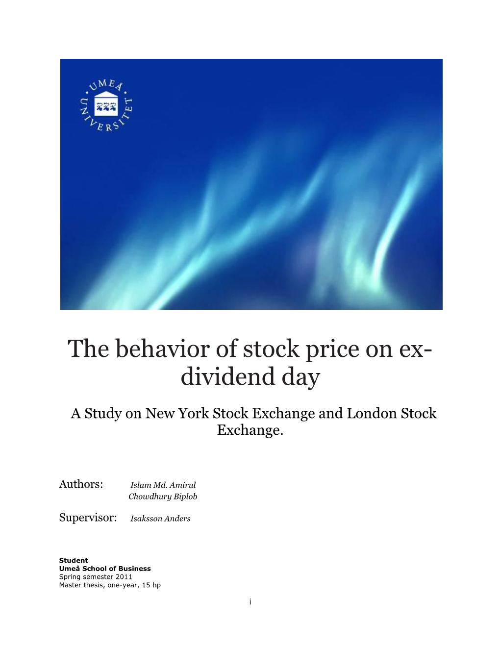 The Behavior of Stock Price on Ex- Dividend Day