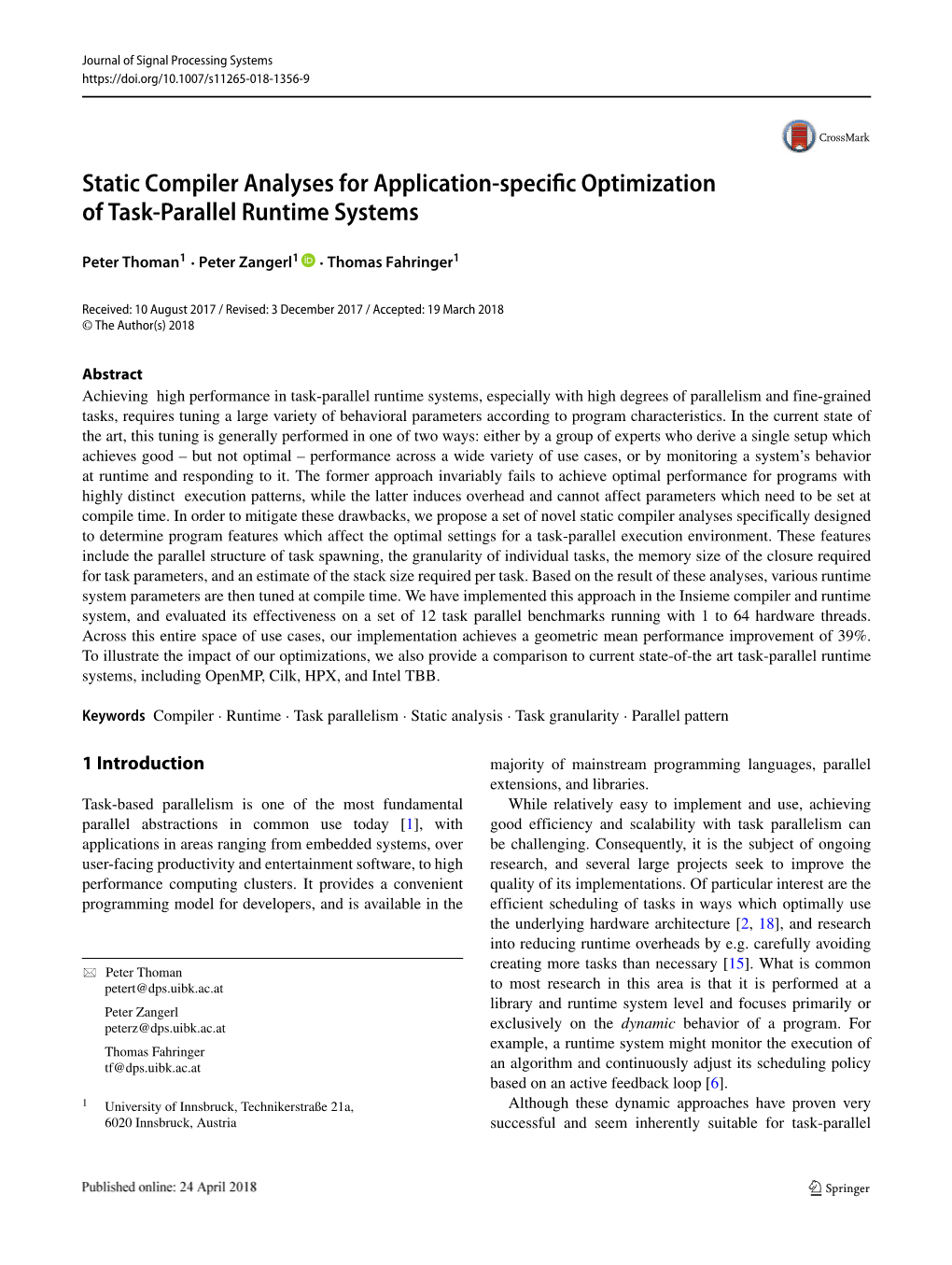 Static Compiler Analyses for Application-Specific Optimization of Task-Parallel Runtime Systems
