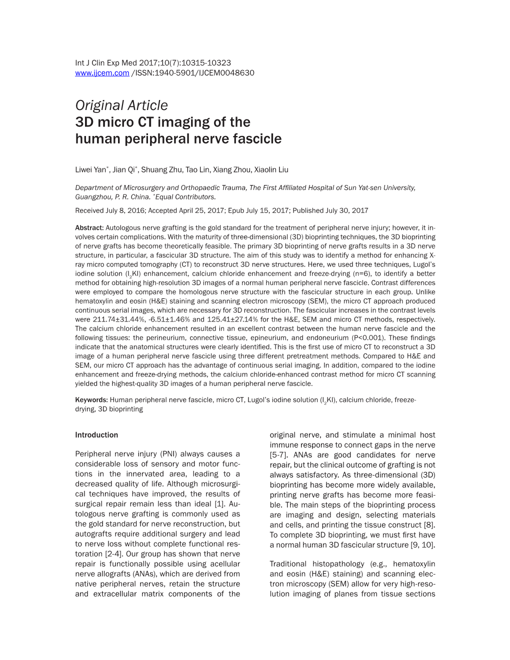 Original Article 3D Micro CT Imaging of the Human Peripheral Nerve Fascicle