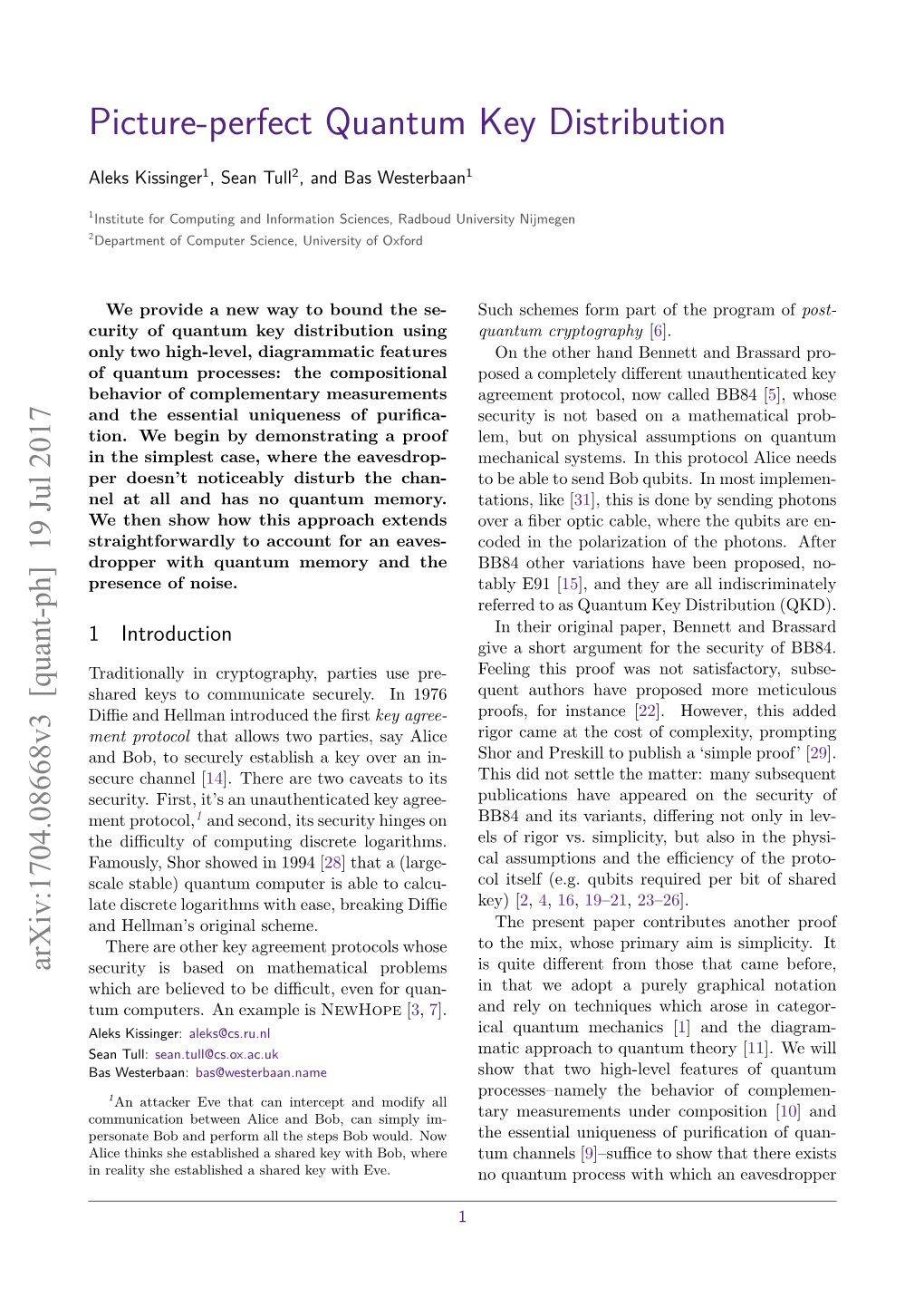 Picture-Perfect Quantum Key Distribution