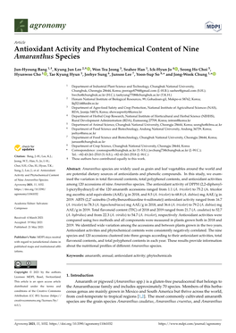 Antioxidant Activity and Phytochemical Content of Nine Amaranthus Species