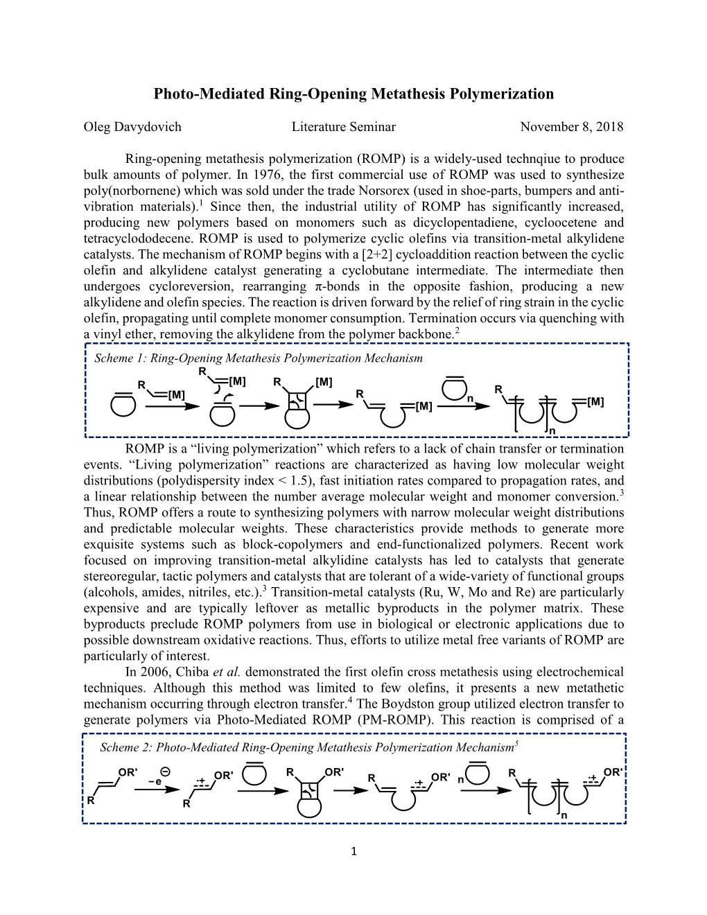 Photo-Mediated Ring-Opening Metathesis Polymerization