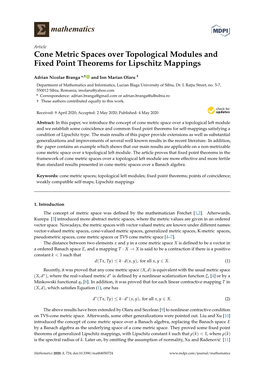 Cone Metric Spaces Over Topological Modules and Fixed Point Theorems for Lipschitz Mappings
