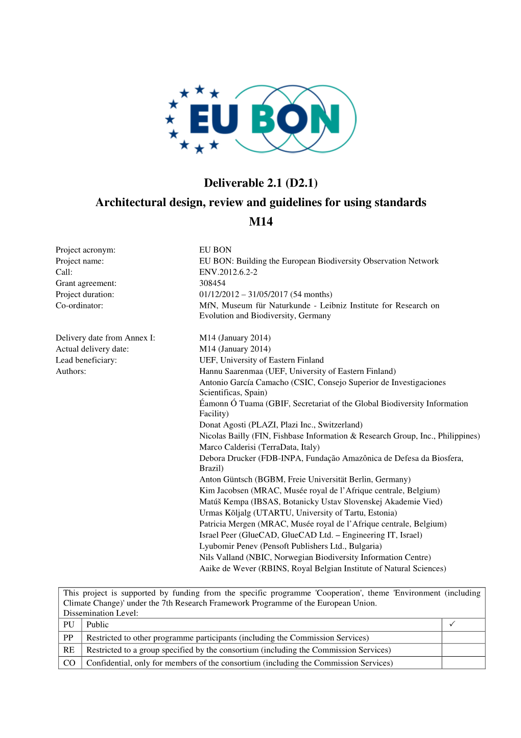 EU BON D2.1 Architectural Design, Review and Guidelines for Using