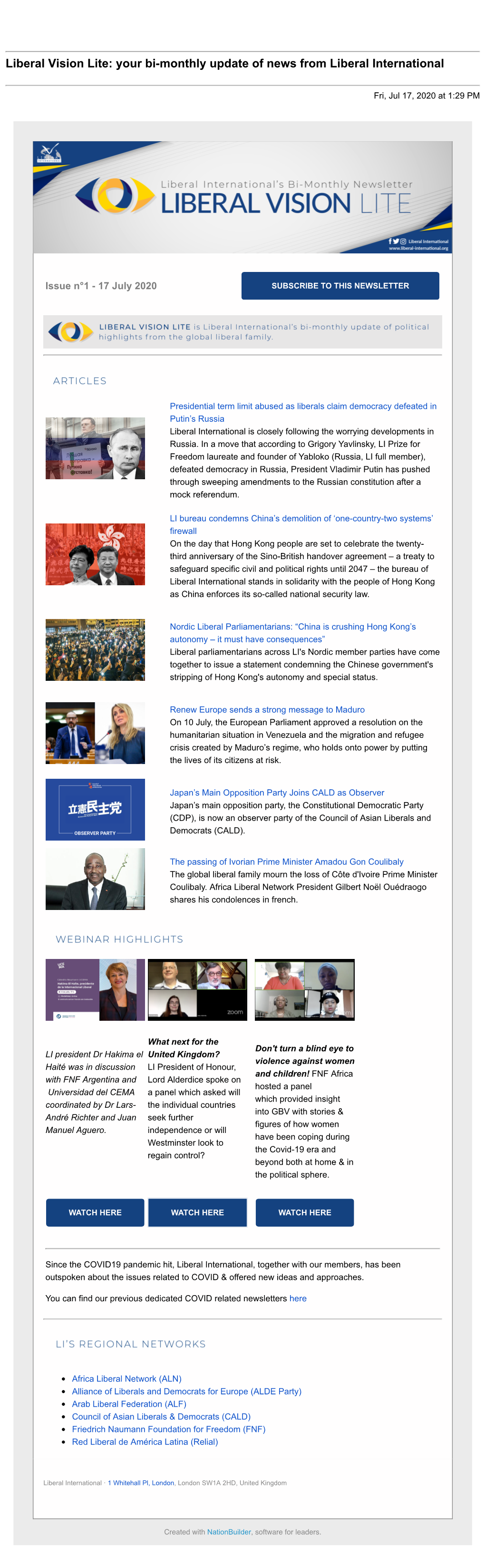 Liberal Vision Lite: Your Bi-Monthly Update of News from Liberal International
