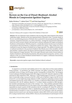 Review on the Use of Diesel–Biodiesel–Alcohol Blends in Compression Ignition Engines